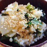 リメイク！水菜とわかめの味噌汁雑炊